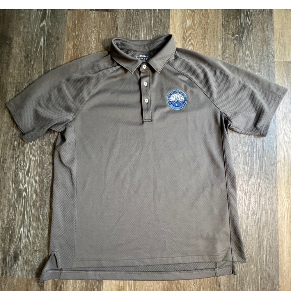 Lands End Polo Shirt Mens Large Gray Naval Oceanographic Office Mesh Performance